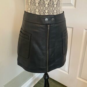 Free People Black Leather Mini Skirt